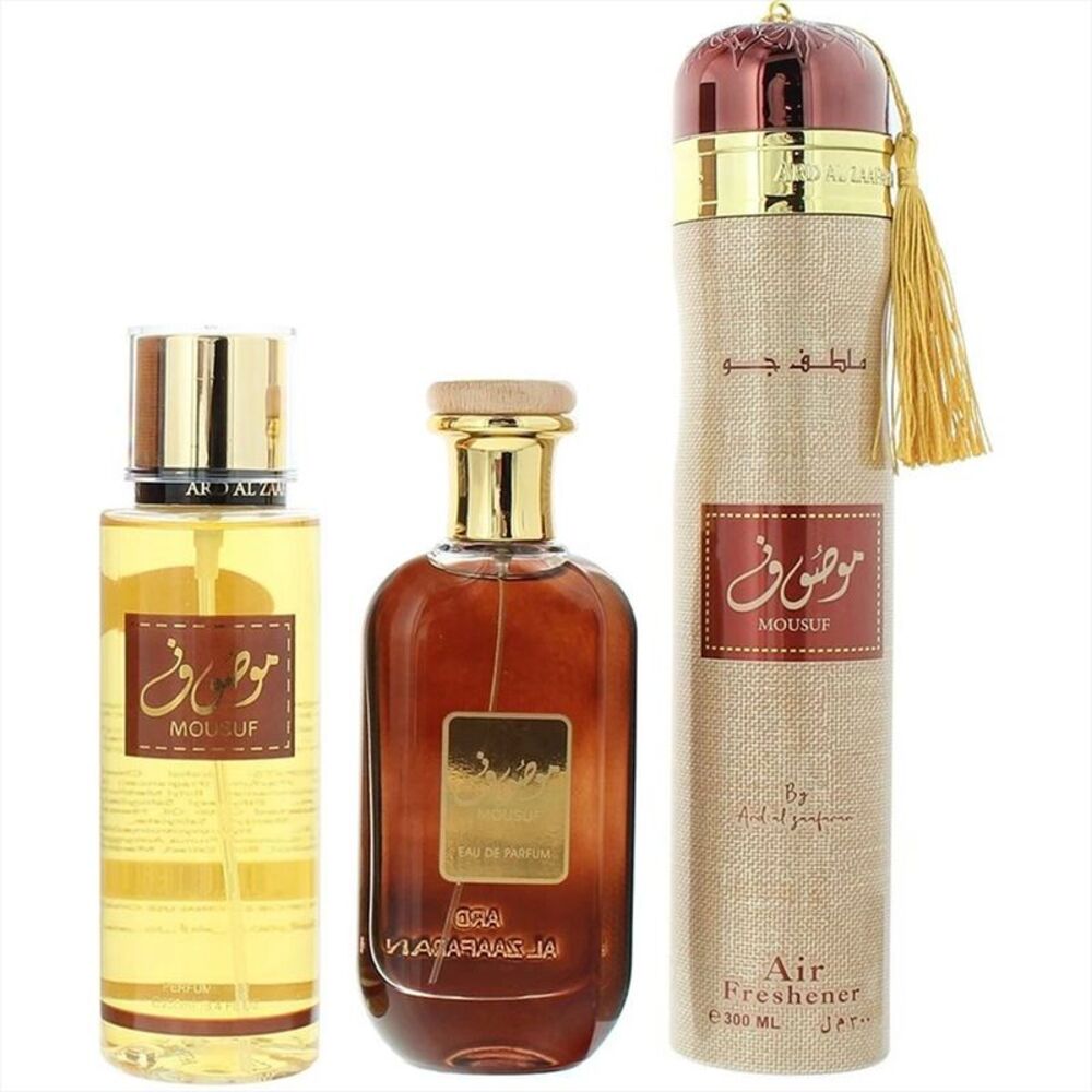 Ard Al Zaafaran Mousuf Men Set (3.4 EDP Spr + 8.4 BM + 10 Air Freshener) - New